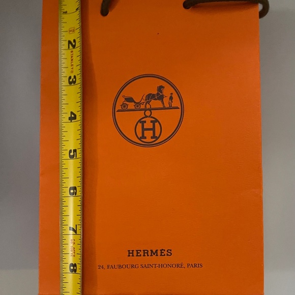 Empty Hermes orange gift bag 8.5"x3"x6" - Picture 3 of 5